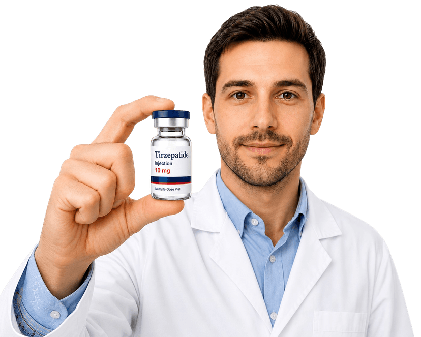 Clinician holding peptide vial